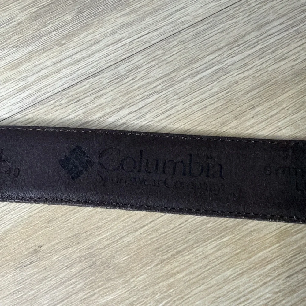 Columbia Brown Leather Lined Belt Men's Large 36-40 Silver‎ Buckle Work Casual
